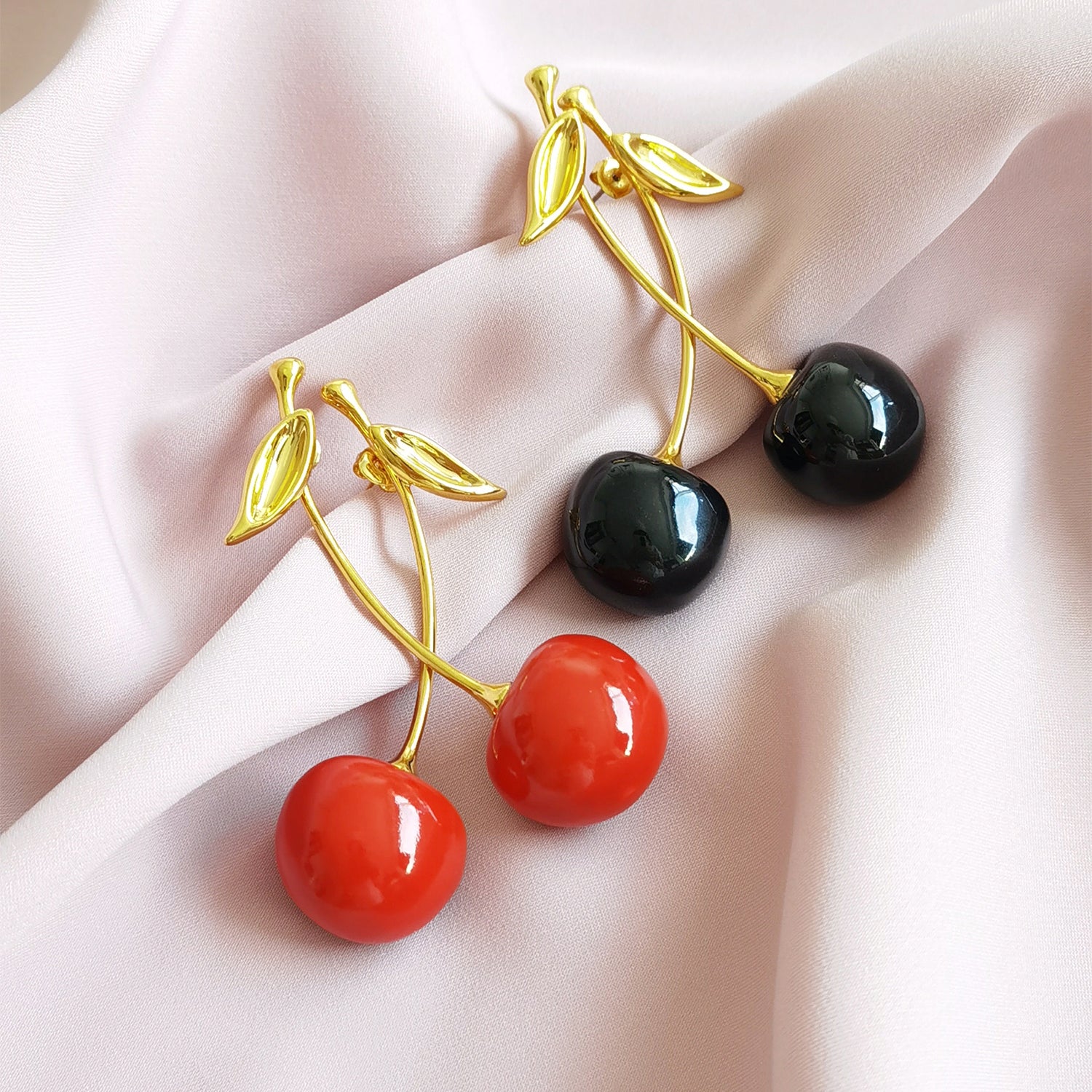 Earrings. order Uncut Black Diamond. Cherry.