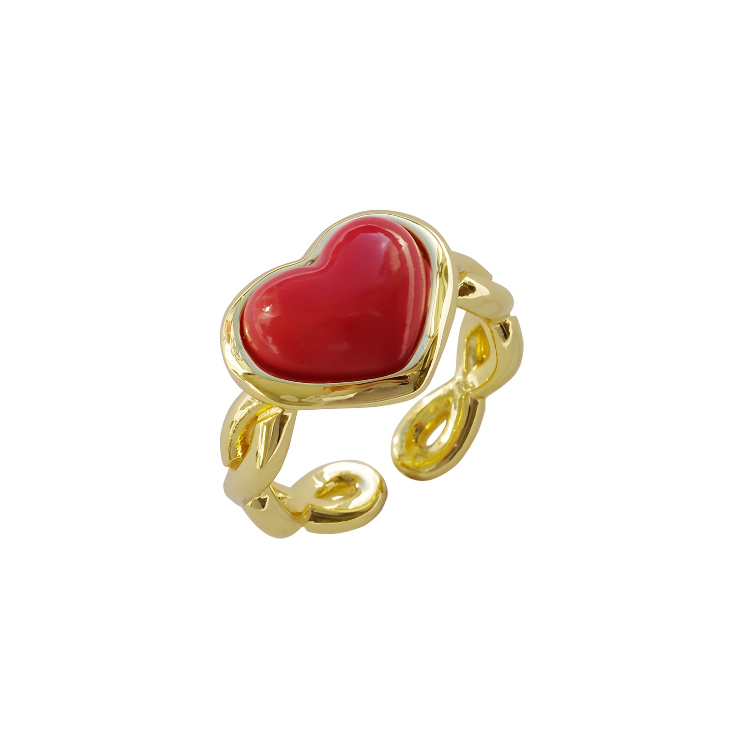 Ruby enamel heart on sale ring