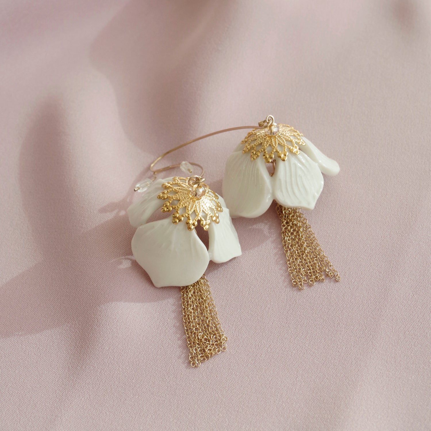 Geraldine ” Flower Tassel Earrings ( Yellow ) – Ale Accessories